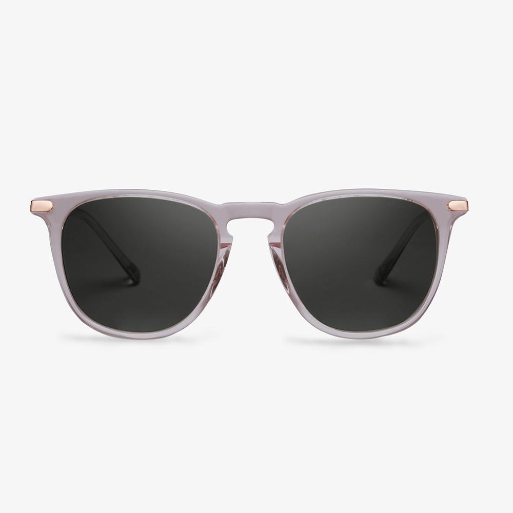 Semi-round Sunglasses in Clear with Blue Lenses - The Ben Silver Collection